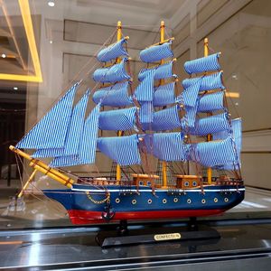 Solid Wood Sailing Ship Model Decorative Ornaments Finished Collection Gift Mediterranean Style 240319