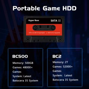 External Hard Drive Batocera 500GB/2TB HDD For PS2/PS1/PSP/NES/MAME/3DO/WII/FC/SS Built In 52000+ Game For Windows PC/MAC/Laptop