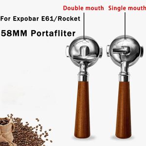 För Expobar E61/Rocket Coffee Portafliter 58mm rostfritt stålhandtag Filter Universal Single/Double Mouth Coffee Accessories 240328