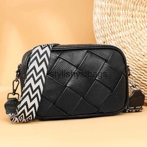 Shoulder Bags New Braid Crossbody Cowhide Cell Phone Shoulder Bag Genuine Leather Messenger Bags Fashion Daily Use For Women Wallet HandBags H240330