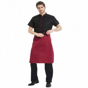 Chef Jacket Men Restaurant Catering Food Serive Cafe Pastry Chef Uniform Kitchen Cooking Clothes Women Kort andningsbar tunika J4yl#