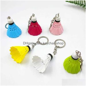 Keychains Lanyards 2st mini Color Badminton Keychain Funny Sports Lover Keyring For Women Men Key Accessories Party Gift R231005 D DHKB4