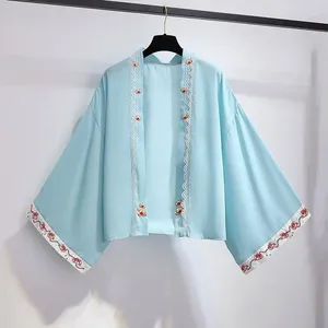 Рабочие платья Hanfu, летнее тонкое женское платье в китайском стиле, улучшенный костюм с элементами Han, юбка, женский комплект из двух предметов в стиле ретро, наряды