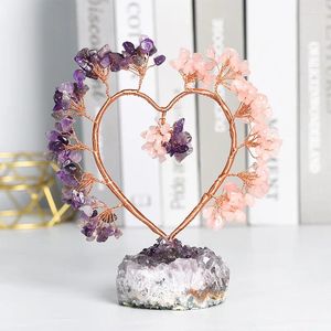 Decorative Flowers Love Model Amethyst Base Crystal Tree Decoration Crafts Home Desktop Lover Gift Simulation Plant Room Decor Aesthetic