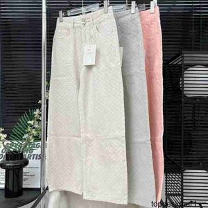 Projektant Nanyou Wysoka jakość Xiaoxiang Nowe trzy kolorowe jacquard dwa przyciski proste nogi szerokie nogi Slim Denim Pants 6U8N