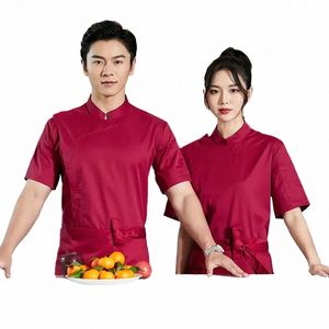 cook Kitchen Uniform Hotel Western Food Catering Kitchen Restaurant Short Sleeve Chef Baker Work Clothes Men Pastry Cook Wear l7ZD#