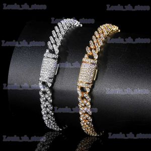 Armreif Hip Hop Klaue Fassung AAA+ Zirkonia Bling Iced Out 8mm Curb Miami Kubanische Gliederkette Armbänder für Männer Rapper Schmuck T240330