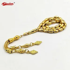 Strand tasbih metal cor dourada 4x7mm 33 contas rosário muçulmano paryer pulseira presente islâmico joias estilo turco
