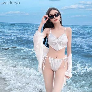 Kvinnors badkläder 2023 Fashion Ladies Love Shape Beach Bikini Mesh Material Drawstring Cable Design Brasilien Seaside Party Beauty Baddräkt Tvådel YQ240330