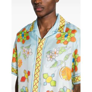 24ss Casablanca Silk Sets Yoruba Flowers Men and Women Designer Tracksuits Beach Shirts Loose Shorts