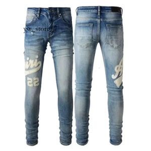 Amirir Jeans Jeans Luxury Designer Jeans Patch samma stil Kändisar Mäns stretchbyxor Fashion Märke Montering Jeans Lose Straight Leg Pants 3098