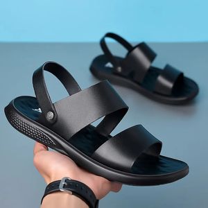 Schuhe für Herren, Sommer, echtes Leder, Sandalen, modisch, lässig, Straße, cool, Strand 240322