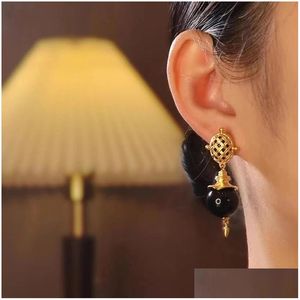 Dangle & Chandelier Statement Fashion Metallic Black Balls Drop Earrings For Women Personality New Jewelry Pendientes Delive Dhgarden Dh4Jg