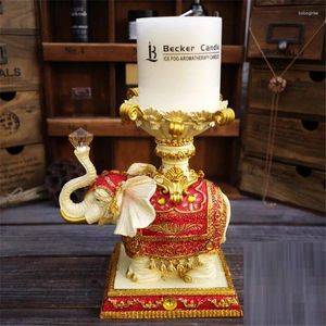 Table Clocks SOUTHEAST ASIA STYLE RESIN WHITE ELEPHANT CANDLEHOLDER CREATIVE HOME LIVING ROOM ART&CRAFT DECORATION X4149