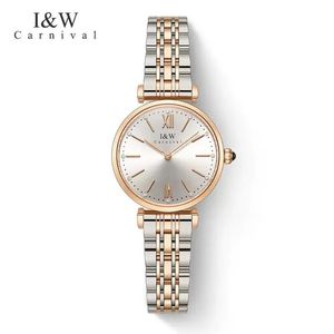 CARNIVAL Mode Quarz-Armbanduhr Luxus Damen Saphir Edelstahl Armbanduhren Wasserdicht Elegant für Frauen Reloj Mujer 240320