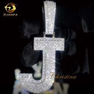 Designer venda quente personalizado moissanite iced out 925 prata esterlina vvs moissanite diamante carta inicial pingente hip hop jóias