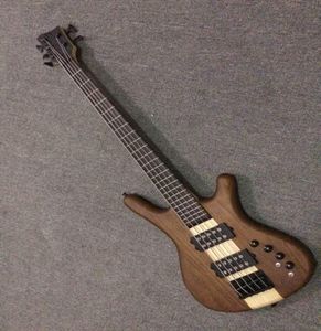 Ny ankomst 5 String Electric Bass Guitar Through Neck Electric Bass i Natural 1505208057440