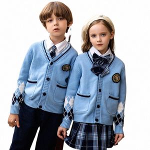kindergarten uniforms, autumn and winter school uniform set, children's school clothes, class uniforms, British style knitwear. 407r#
