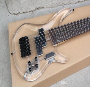 Akrilik Cam Bass Jacaranda Arm 7 Strings ile Elektrikli Gitar 24 FRETS Siyah Donanım Özel Servisi 4852623