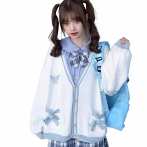 Japonês meninas loli com decote em v jk uniformes bonito doce camisola jaquetas cardigan feminino estudante escola faculdade estilo cosplay trajes x5p0 #