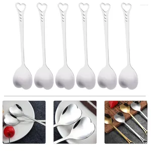 Spoons 6pcs Heart Shaped Coffee Stainless Steel Stirring
