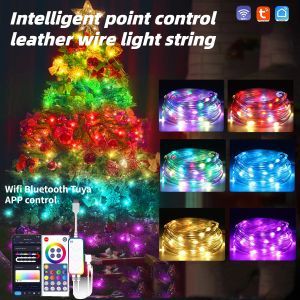 LED STRING LIGHT SMART WIFI BLUETOOTH TUYAアプリコントロールナビダッドガーランドのための屋外妖精のライトクリスマスホリデーパーティーの装飾