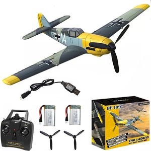 VolantExrc 원격 제어 비행기 BF109 2.4GHz 4CH 400mm 윙스 팬 1 키 U 턴 에어로틱 RC 비행기 Warbird 선물 장난감 761-11 240319