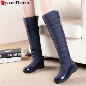 Stiefel Moonmeek Warm Down Snow Stiefel Frauen Winterschuhe Knie hohe Stiefel Dicke Pelz wasserdichte Frauen Stiefel Modeschuhe