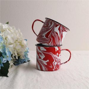 Mugs Export To America Art Enamel Red Marble Water Cup Coffee Milk Tea