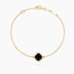 1 motif flower four leaf clover vanclef bracelet designer for women 2 side onyx mother of pearl womens charm bracelets V-GOLD plated 18k gold jewelry woman daily outfit