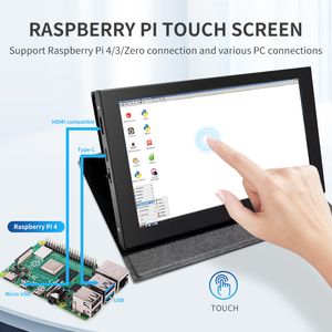 7 인치 Raspberry Pi 4 터치 스크린 1024x600 IPS LCD가있는 케이스 피질 쉘 미니 모니터 라즈베리 PI 3B+ 데스크탑 윈도우