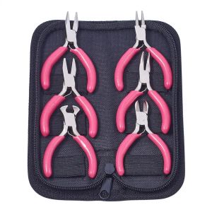 Equipments 1Set Mini Jewelry Pliers Carbon Steel Plier Tool Kit with Storage Bag Wire Cutter Round/Flat/Bent Nose Pliers For Jewelry Making