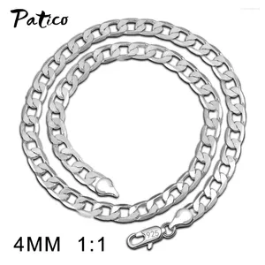 Correntes Top Marca 925 Sterling Silver Link Chain Colares Jóias para Mulheres Presente de Festa 4 mm Espessura Comprimento 16 18 20 24 polegadas