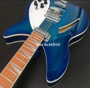 330 360 12 Strings Trans Blue Semi Hollow Body Electric Guitar Gloss Varnish Fingerboard Two Output Jack Dual Body Binding Five2927299