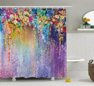 Shower Curtains Flower Abstract Herbs Floral Blossoms Ivy Back Florets Shrubs Design Fabric Bathroom Decor With Hooks Multicolor