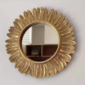 1 шт., подвесное зеркало в форме перьев в стиле ретро, для спальни, для входа, коридора, настенное зеркало, домашний декор
