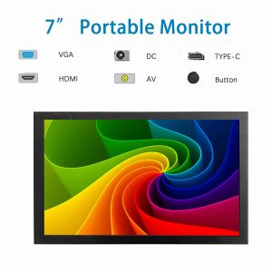Laptop 7 polegadas Mini TFT Monitor 1024x600 High Pixel LCD Exibição da tela com entrada de vídeo HD/VGA/USB/AV