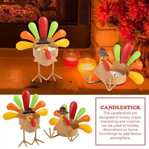 Candle Holders 1PCS Thanksgiving Turkey Tea Light Holder For Fall Table Home Fireplaces Window Decorations U0L5