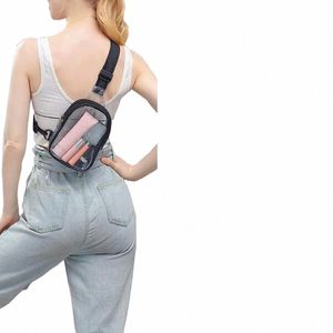 Esportes Fanny Pack Clear Sling Bag Cintura Saco Peito Crossbody Impermeável Transparente Jelly Alça Ajustável Mulheres x3dx #