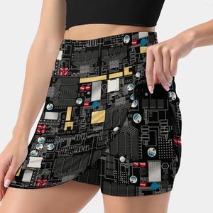 Kjolar Black Circuit Board Women's Kjol Sport Skort With Pocket Fashion Korean Style 4XL Technology