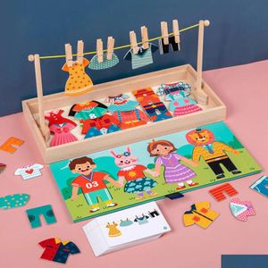 Intelligenz Spielzeug Montessori Hängende Kleidung Ändern Rollenspiel Anziehen Spielzeug Trocknen Kleidung Für Kinder Jungen Mädchen Tischspiel 2 240131 Dh5Hi