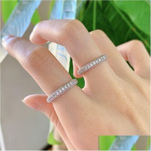 Anéis Eternidade Micro Pave Moissanite Anel de Diamante 100% Original Sterling Sier Band para Mulheres Homens Promessa Jóias Drop entrega Otbps