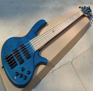 5 Strings Blue Electric Bass Guitar with Dendritic VeneerMaple FingerboardActive CircuitCan be Customized As Request6756277