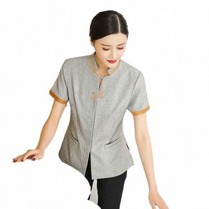 cleaning Service Uniform Short-Sleeved Summer Clothes Female Hotel Guest Room Cleaner Work Clothes Short-Sleeved Summer Clothes f2Fh#