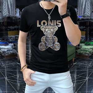 2024 New Men's Round Neck Short Sleeved T-shirt, Silk Cotton, Fashionable and Versatile, Trendy Men's Top, Half Sleeved, Summer Slim Fit