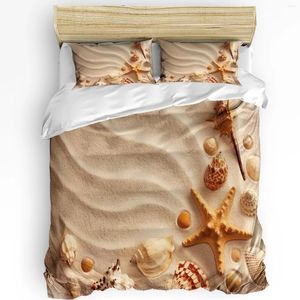 Sängkläder set Sea Beach Shell Starfish Set 3st pojkar flickor duvet täcker örngott barn vuxen täcke dubbelsäng hem textil