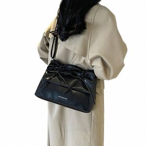 Borsa a tracolla in pelle PU Menger Borsa a tracolla alla moda solida da donna Borsa a tracolla Bowknot di alta qualità Borsa a tracolla Chic di grande capacità da donna h7Fm #