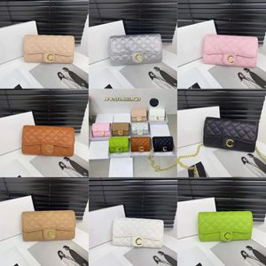 Två C Buckle Shoudler Bag Women Summer Candy Color Handbag Äkta quiltningsläderväskor Kvinnor Luxurys Crossbody Bag Chain Bag Clutch Flap Purse