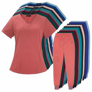 Stretch Frauen Medizinische Uniformen Scrubs Tops Hose OP-Kittel Krankenpflege Accories Zahnklinik Schönheit Sal Arbeitskleidung Kleidung e3WV #