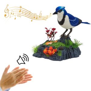 Simulação elétrica controle de voz papagaio brinquedo musical magpie falando eletrônico animal de estimação modelo de pássaro casa ornamento acessórios 240318